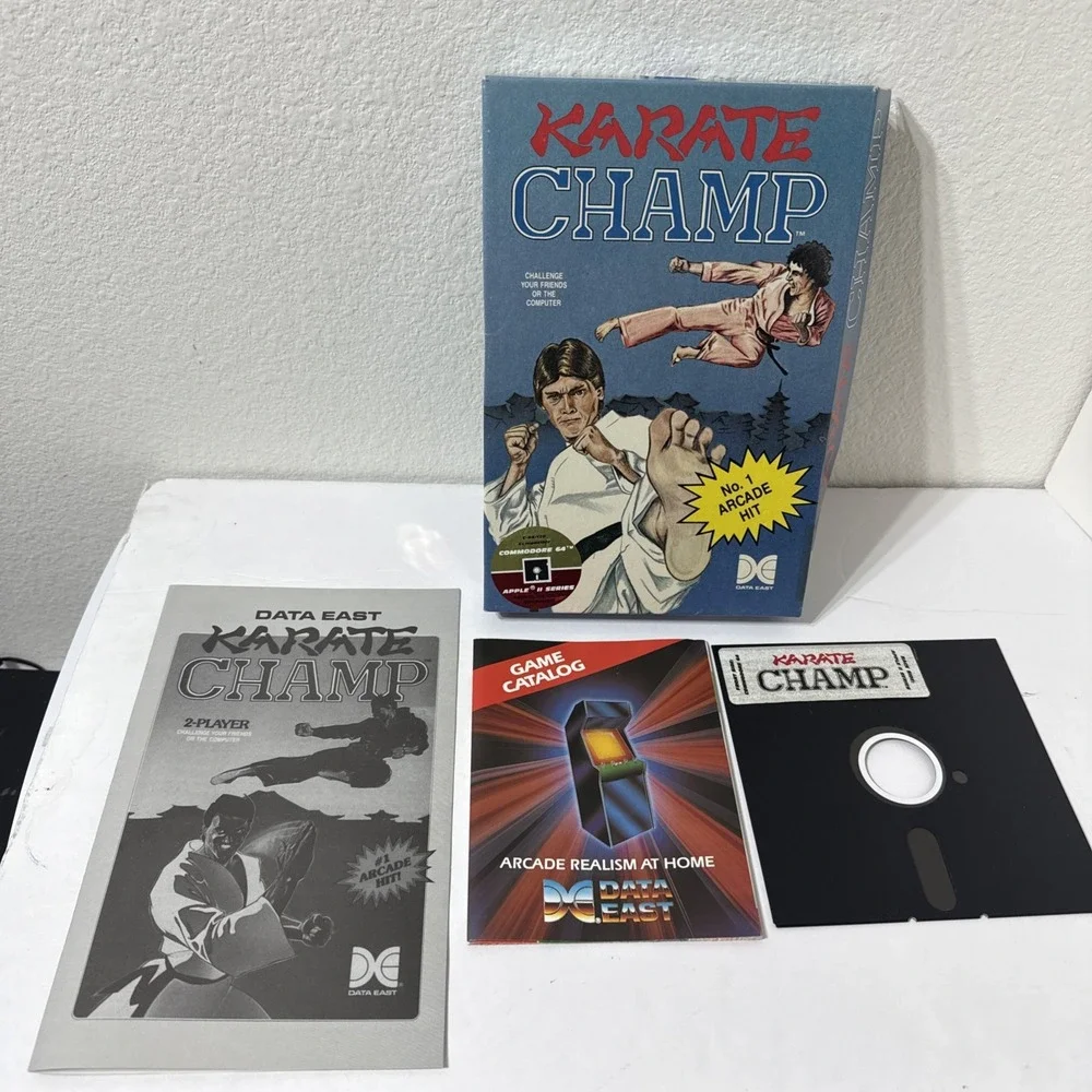 1985 KARATE CHAMP C64/128 Data East Apple Series Box Floppy Disk Inserts Vintage